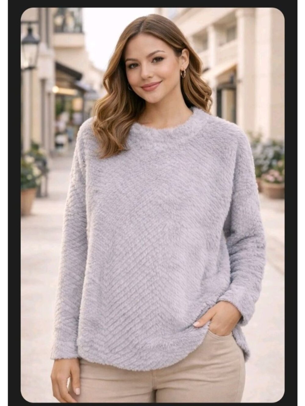 Aster Blu Womens Gray Fuzzy Herringbone Pullover Sweater Size Small 100% Polyest